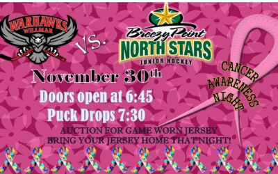 Hockey Fights Cancer – November 30th, Warhawks vs Breezy Point